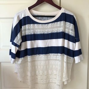 Free people boho lace stripe tee